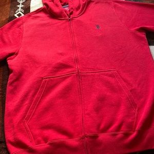 Red polo zip up jacket medium mens